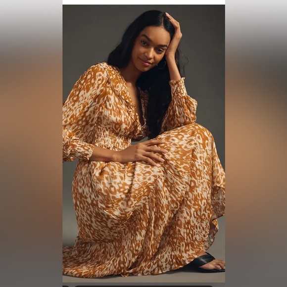 Anthropologie Odessa V-Neck Ruffle Dress - Picture 2 of 13